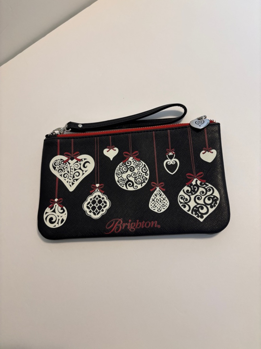 Brighton Black and Red Wristlet with Vintage-Inspired Charms